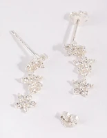 Sterling Silver Triple Star Drop Earrings