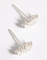 Sterling Silver Diamante Crown Stud Earring Set