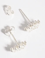 Sterling Silver Diamante Crown Stud Earring Set