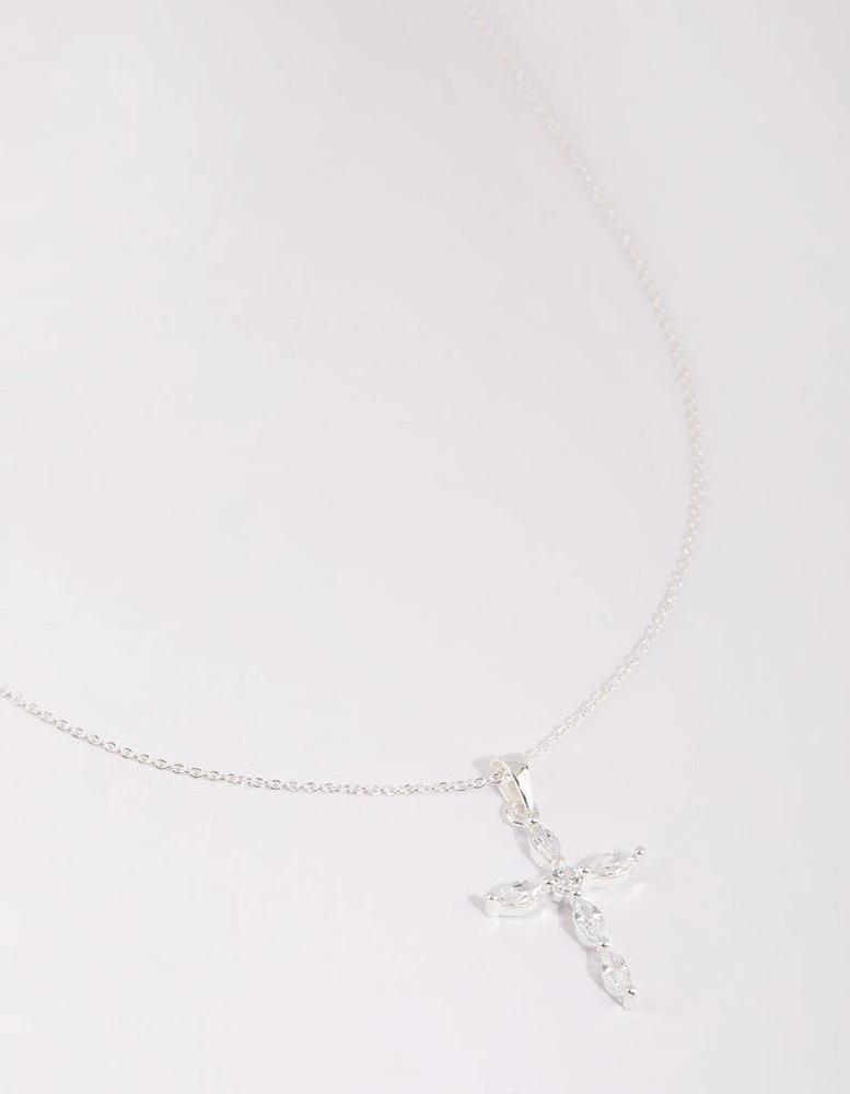 Sterling Silver Cubic Zirconia Cross Necklace