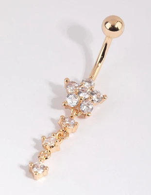 Gold Surgical Steel Flower Belly Bar