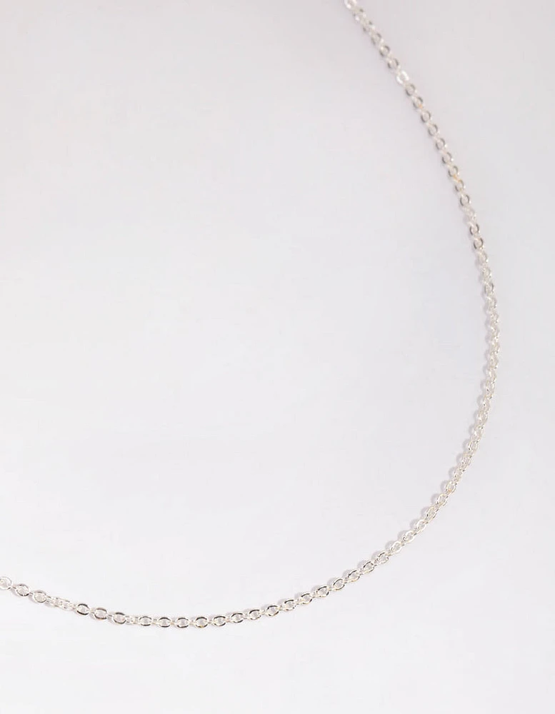 Silver Plated Short Plain Chain Necklace