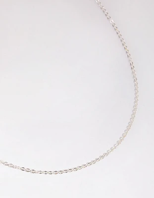 Silver Plated Short Plain Chain Necklace