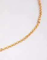 Gold Plated Short Plain Chain Necklace