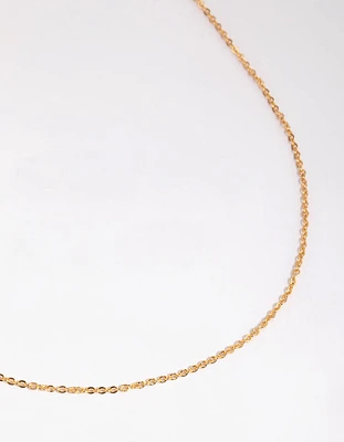 Gold Plated Short Plain Chain Necklace