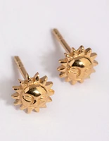 Gold Plated Sterling Silver Sun Stud & Huggie Earring Set