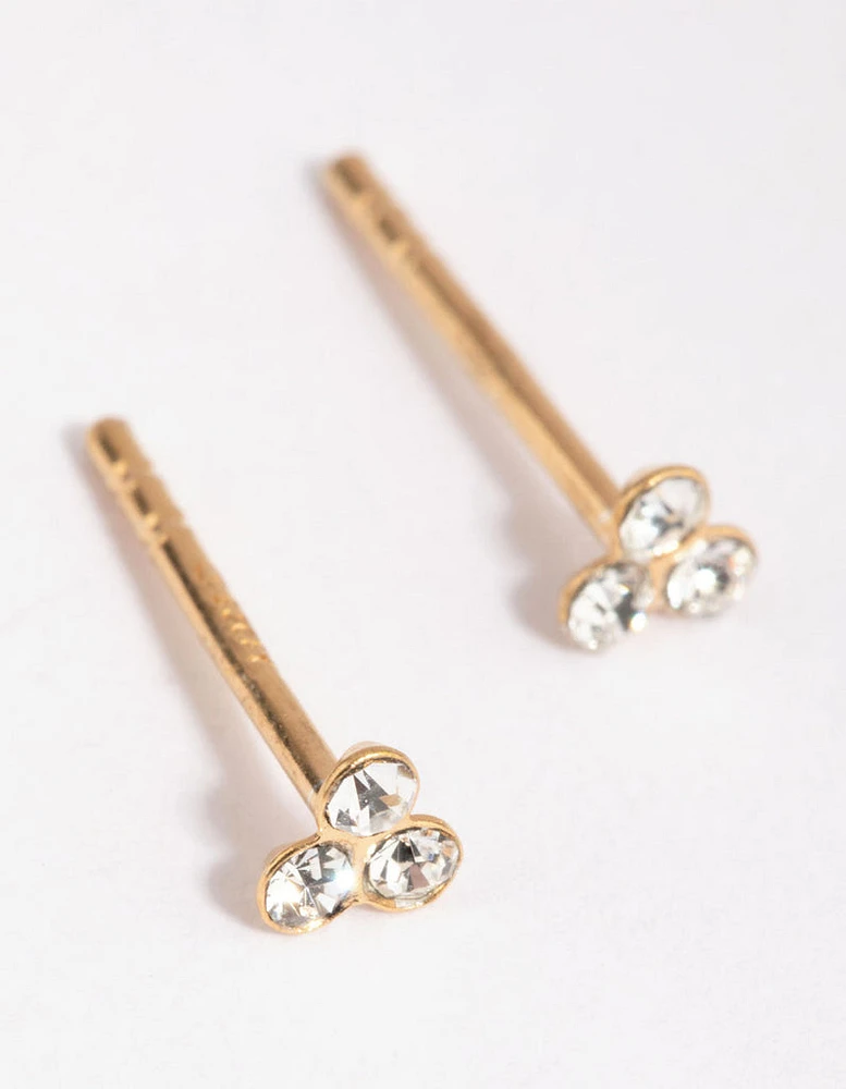 Gold Plated Sterling Silver Ball Stud & Huggie Earring Set