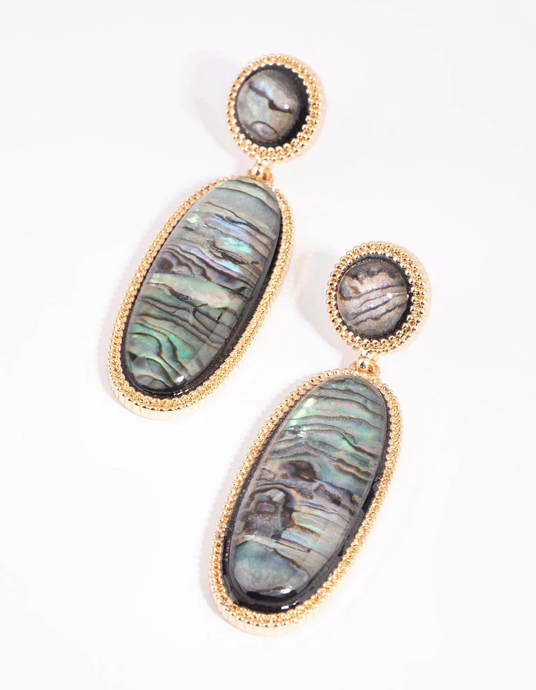 Gold Oval Drop Earrings