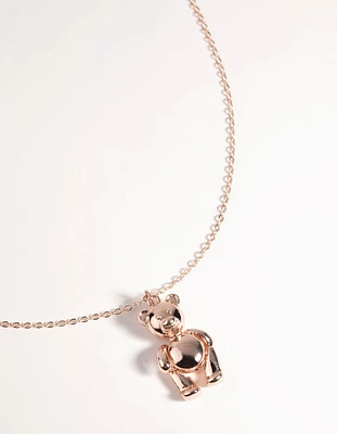 Rose Gold Teddy Bear Necklace