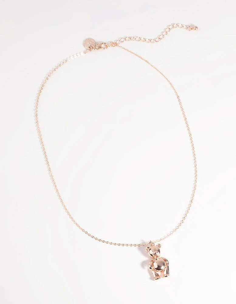 Rose Gold Teddy Bear Necklace