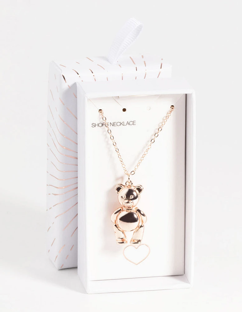 Rose Gold Teddy Bear Necklace