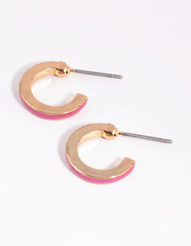 Pink Diamante Huggie Earrings