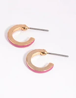 Pink Diamante Huggie Earrings