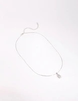 Silver Cubic Zirconia Teardrop Necklace & Earrings Set