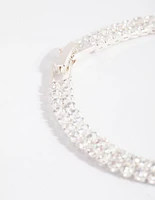 Silver Cubic Zirconia Layered Cup Chain Tennis Bracelet