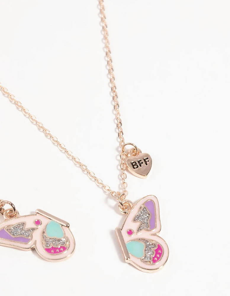 Kids Butterfly Best Friend Necklace Set