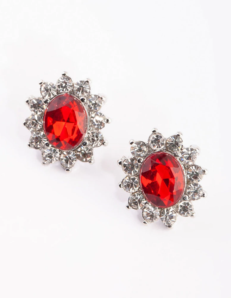 Red Flower Stud Earrings