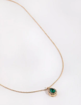 Gold Diamante Teardrop Necklace