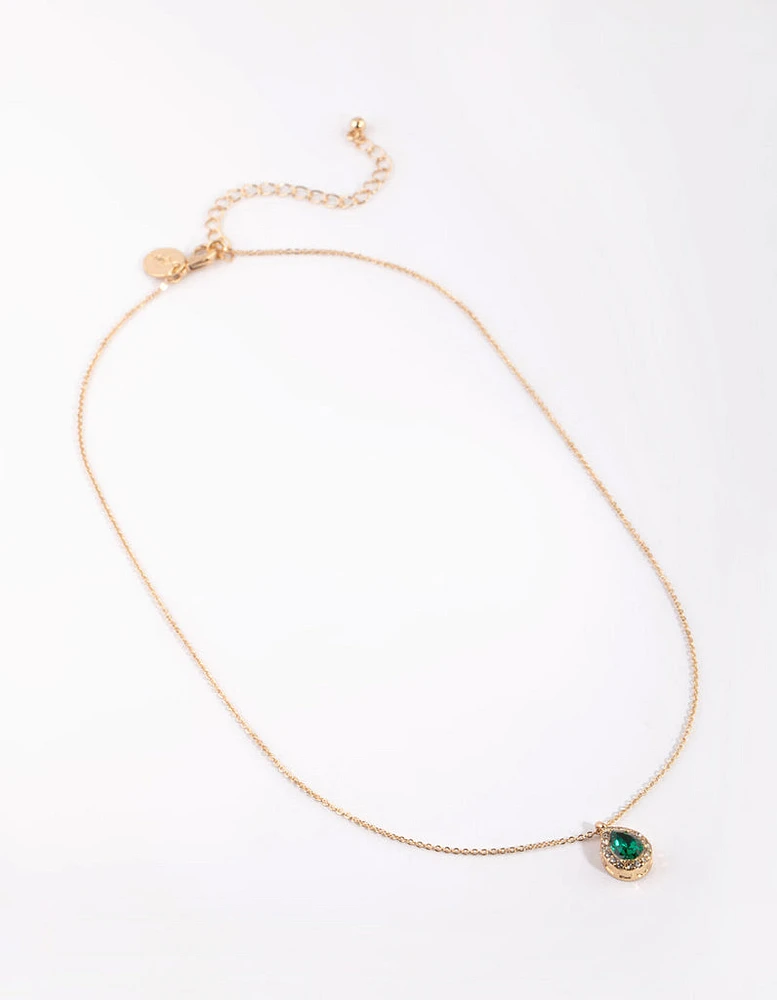 Gold Diamante Teardrop Necklace