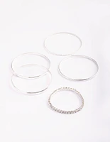 Silver Diamante Bangle 5-Pack