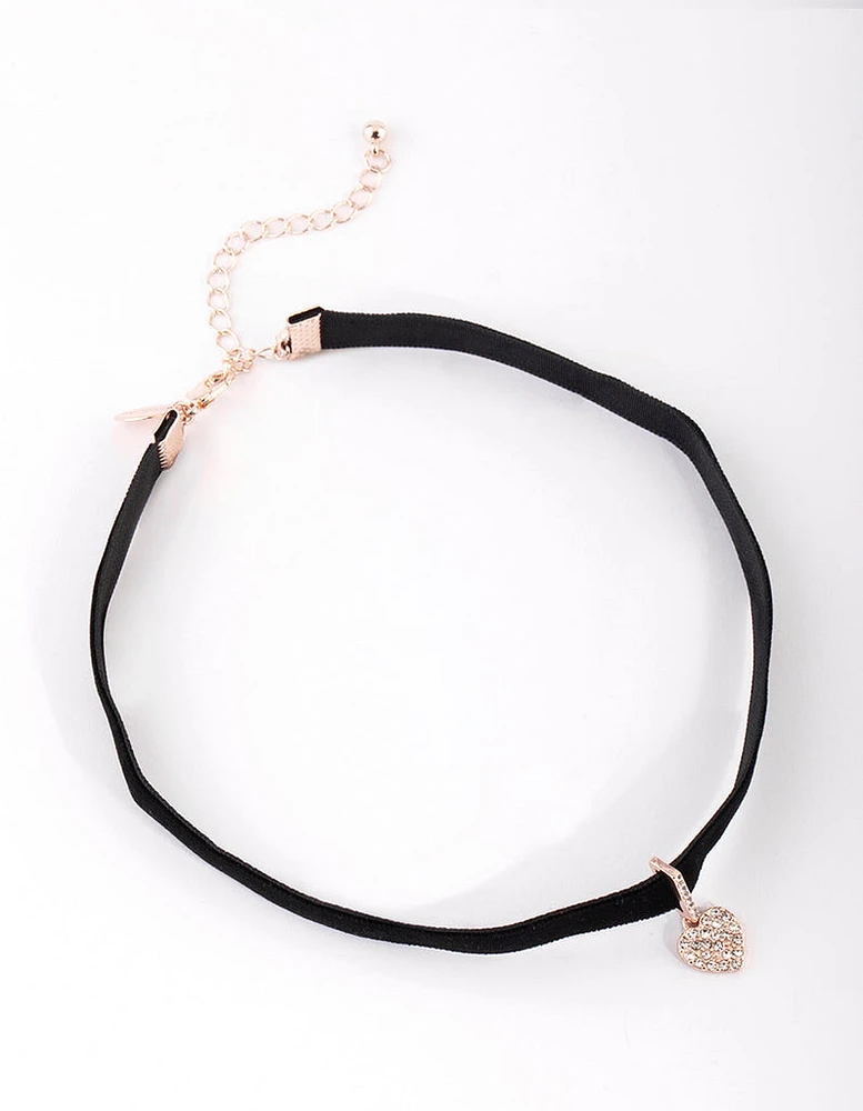 Rose Gold Heart Choker