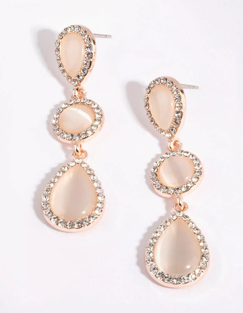 Rose Gold Teardrop Diamante Earrings