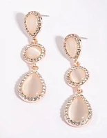 Rose Gold Teardrop Diamante Earrings