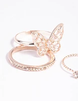 Rose Gold Butterfly Ring Pack