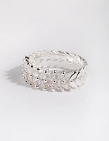 Silver Plated Cubic Zirconia Navette Ring