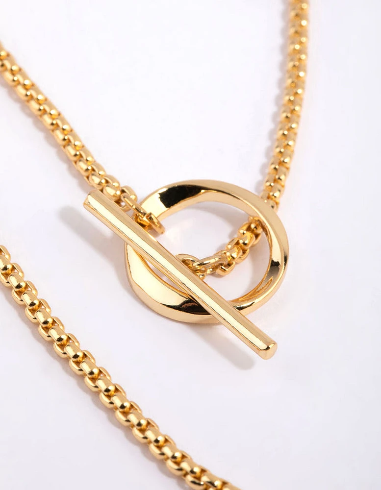 Gold Plated Rope Chain Fob Necklace