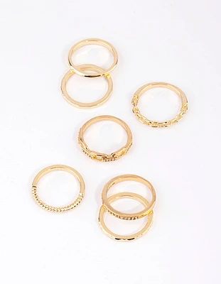 Gold Plated Stacking Rings with Diamantes