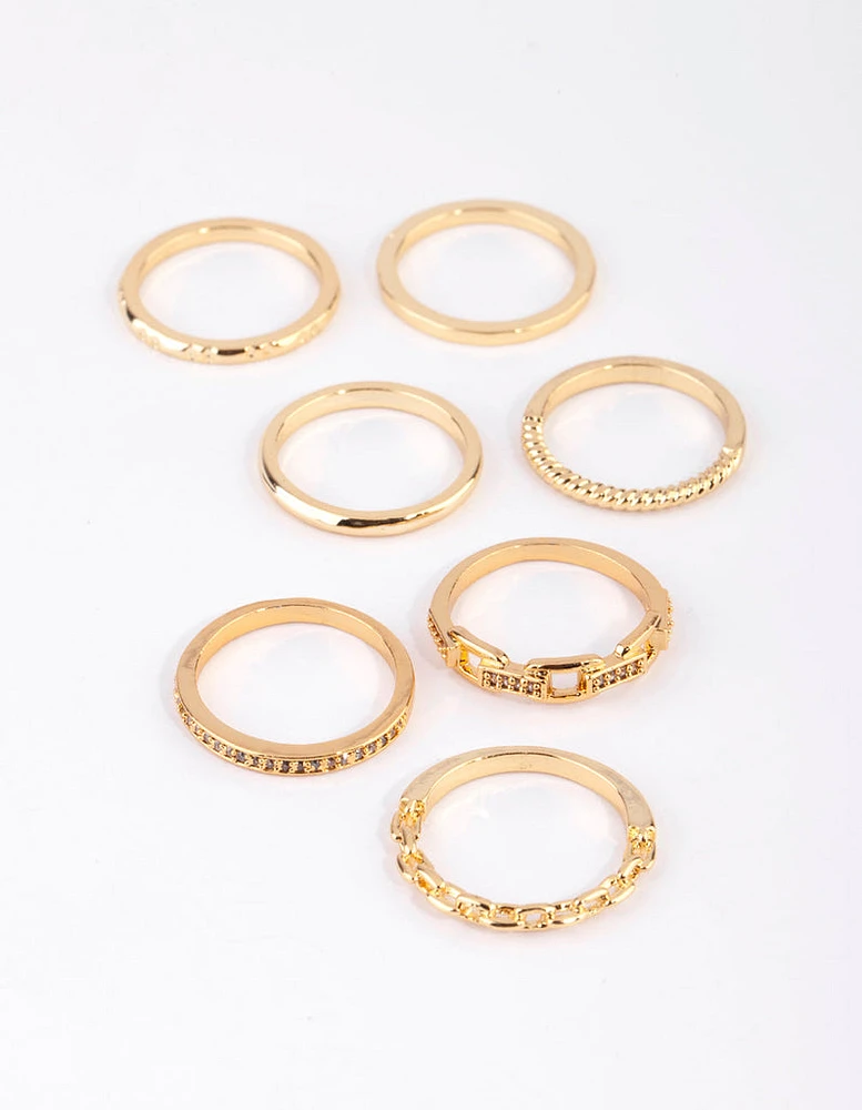 Gold Plated Stacking Rings with Diamantes