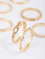 Gold Plated Stacking Rings with Diamantes