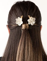 Gold Pearlised Flower Clip