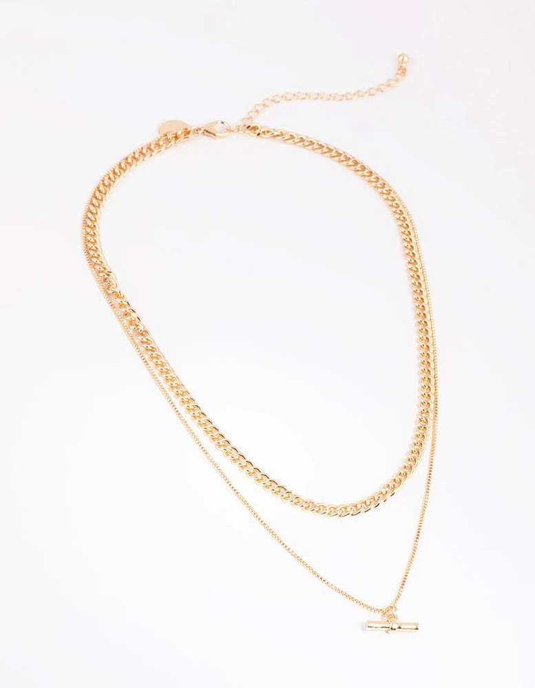 Gold Layered Fob Necklace