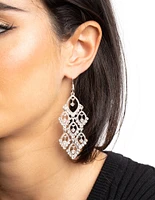 Silver Diamante Teardrop Earrings