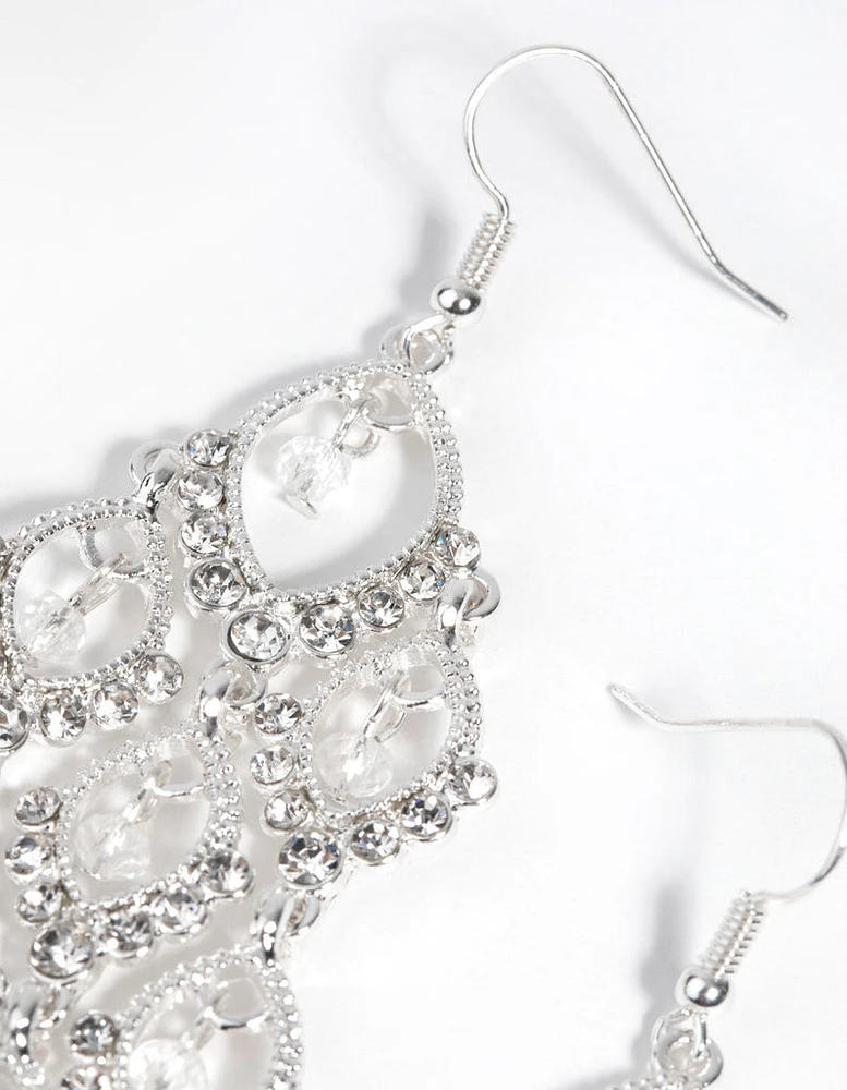 Silver Diamante Teardrop Earrings