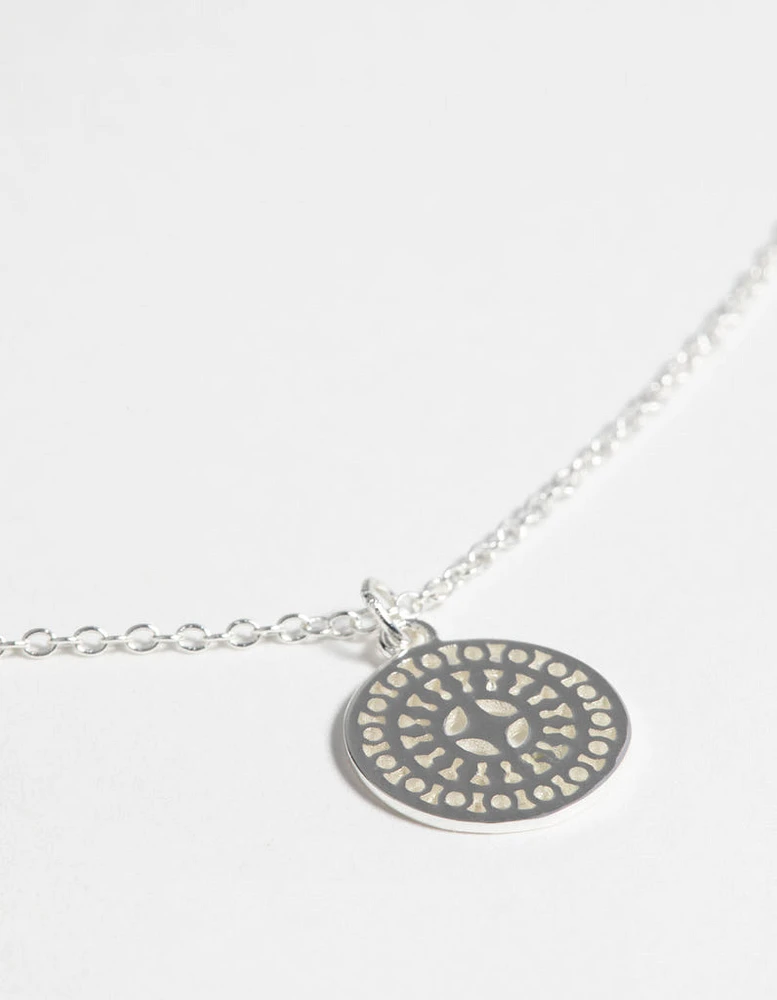 Sterling Silver Circular Stamp Necklace