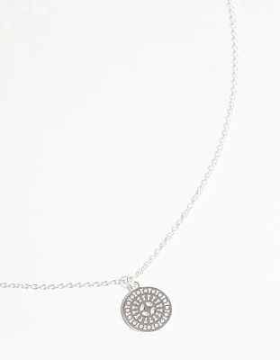 Sterling Silver Circular Stamp Necklace