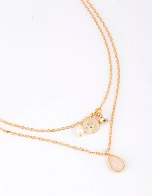 Gold Plated Charm Necklace Set