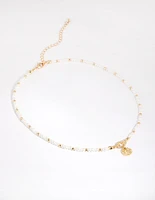 Gold Plated Beaded Necklace with Freshwater Pearl