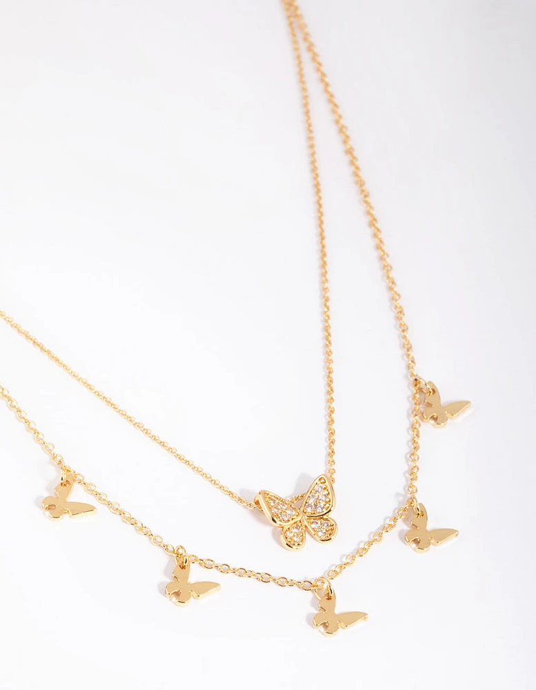 Gold Plated Butterfly Necklace Set