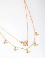 Gold Plated Butterfly Necklace Set