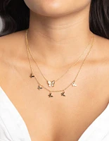 Gold Plated Butterfly Necklace Set