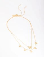 Gold Plated Butterfly Necklace Set