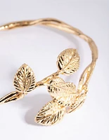 Gold Plated Leaf Cuff Bracelet