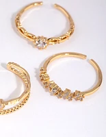 Gold Plated Ornate Ring Pack with Cubic Zirconia