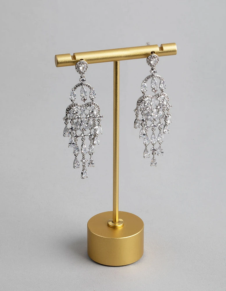 Rhodium Chandelier Drop Earrings