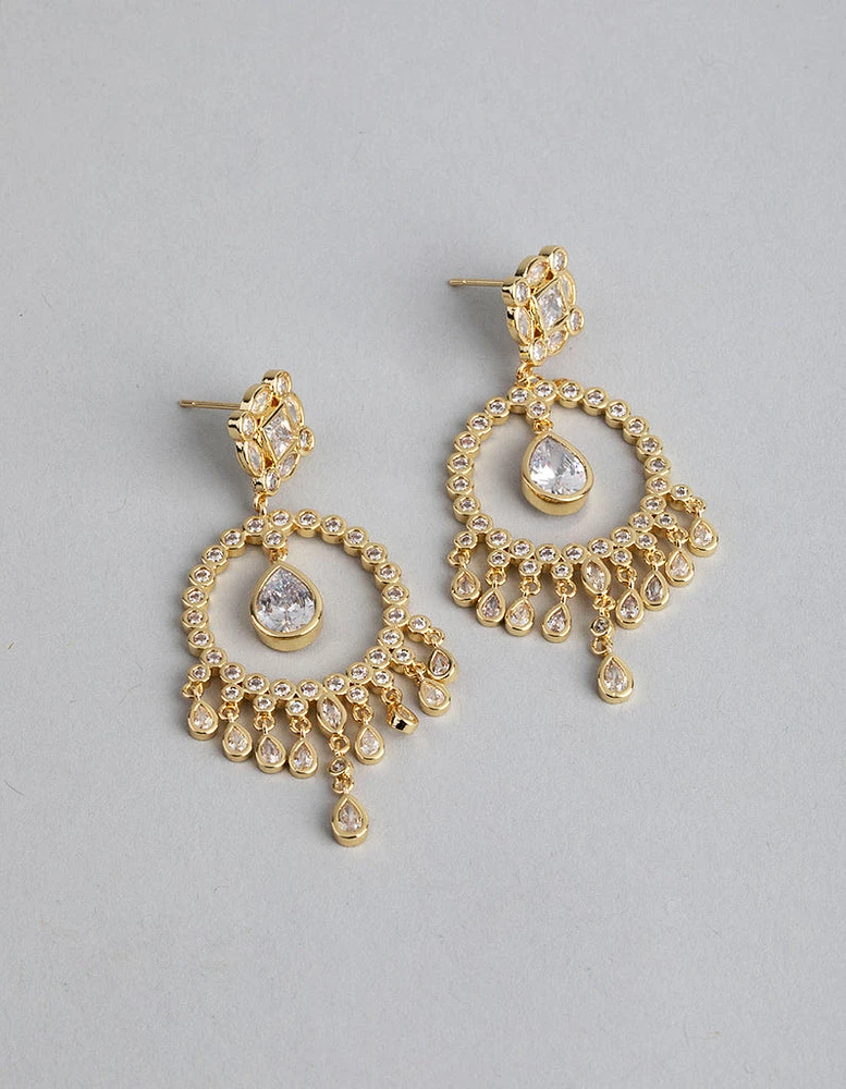 Gold Cubic Zirconia Pear Drop Earrings