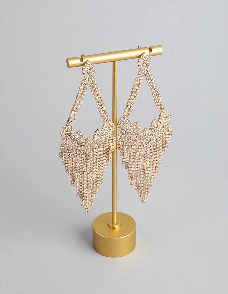 Gold Cubic Zirconia Chandelier Earrings